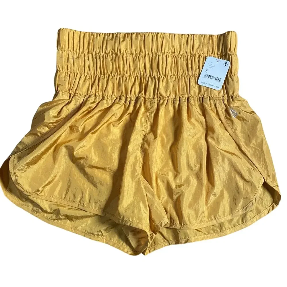 NWT Free People Movement The Way Home Shorts Honey Mallow Small Yellow